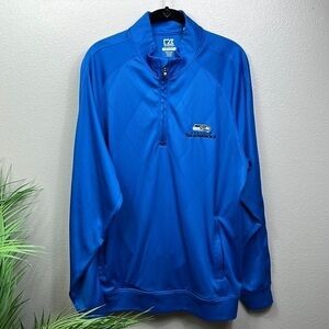 Cutter & Buck Drytec Pullover Quarter Zip Blue Performance Golf Seahawks XL